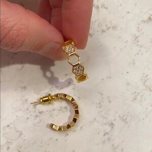 Elegant Gold and Silver Hexagon Earrings